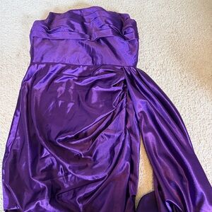 Strapless Satin Evening Gown in Deep Purple